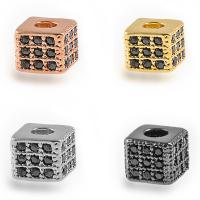 Cubic Zirconia Micro Pave Brass Beads, Square, plated, micro pave cubic zirconia, more colors for choice, nickel, lead & cadmium free, 4.7x5.6mm, Hole:Approx 2mm, 5PCs/Lot, Sold By Lot
