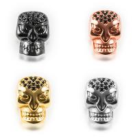 Cubic Zirconia Micro Pave Brass Beads, Skull, plated, micro pave cubic zirconia, more colors for choice, nickel, lead & cadmium free, 8.6x12.2mm, Hole:Approx 1mm, 5PCs/Lot, Sold By Lot