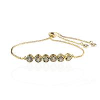 Cubic Zirconia Micro Pave Brass Bracelet plated Unisex & box chain & micro pave cubic zirconia nickel lead & cadmium free Sold Per Approx 7.88 Inch Strand
