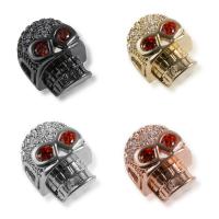 Cubic Zirconia Micro Pave Brass Beads, Skull, plated, micro pave cubic zirconia, more colors for choice, nickel, lead & cadmium free, 9.7x12.6mm, Hole:Approx 2mm, 5PCs/Lot, Sold By Lot