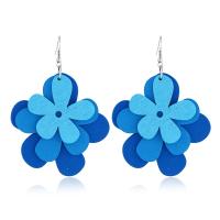 Wood Drop Earring Flower plated fashion jewelry & for woman Sold By Lot
