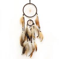 Fashion Dream Catcher Iron with Cotton Thread & Feather handmade coffee color Sold By PC