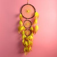 Fashion Dream Catcher Iron with Cotton Thread & PC Plastic & Feather handmade for home and office yellow 19cmuff0c85-90cm Sold By PC