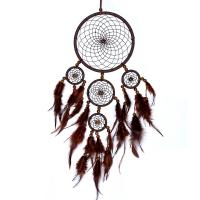 Fashion Dream Catcher Iron with Cotton Thread & Feather handmade for home and office coffee color 16cm Sold By PC