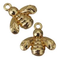 Bijoux pendentifs en laiton, abeille, Placage de couleur d'or, bijoux de mode, 8x8x2mm, Trou:Environ 0.5mm, 200PC/lot, Vendu par lot