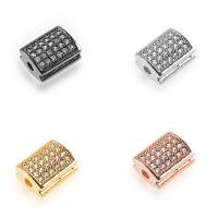 Cubic Zirconia Micro Pave Brass Beads, Rectangle, plated, micro pave cubic zirconia, more colors for choice, nickel, lead & cadmium free, 8.6x11mm, Hole:Approx 2mm, 5PCs/Lot, Sold By Lot