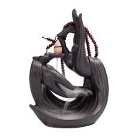 Backflow Incense Burner, Porcelain, handmade, for home and office & durable, black, 135x73x200mm, Sold By PC