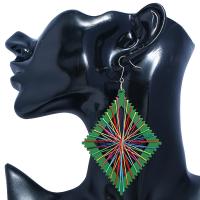 Wood Earring with Nylon Cord plated for woman green Sold By Lot