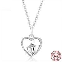 925 Sterling Silver Necklaces, Heart, platinum plated, fashion jewelry & for woman, Sold Per Approx 17.7 Inch Strand