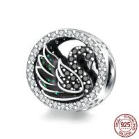 925 Sterling Silver, oxidation, micro pave cubic zirconia, 11x11mm, Sold By PC