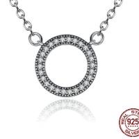Cubic Zircon Micro Pave 925 Sterling Silver Necklace Donut plated fashion jewelry & micro pave cubic zirconia & for woman Sold Per 17.7 Inch Strand