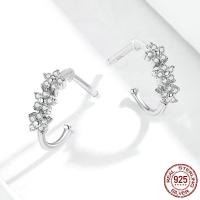 925 Sterling Silver Stud Earrings platinum plated micro pave cubic zirconia & for woman Sold By Pair