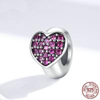 925 Sterling Silver Heart plated micro pave cubic zirconia Sold By PC