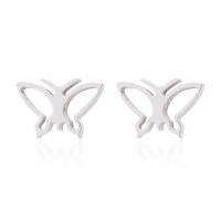 Stainless Steel Stud Earrings Butterfly for woman & hollow nickel lead & cadmium free Sold By Pair