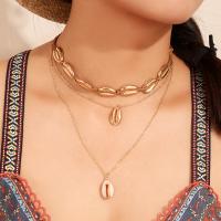 Tibetan Style Necklace, with Shell, plated, multilayer & for woman, gold, nickel, lead & cadmium free, Sold By Strand