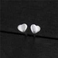 Thailand Sterling Silver Stud Earring Heart silver color plated fashion jewelry & for woman 5.50mm Sold By Pair