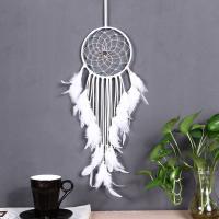 Fashion Dream Catcher Iron with Cotton Thread & Feather handmade for home and office white 15cm Sold By PC