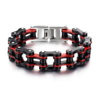 Bijoux bracelet en acier inoxydable, Placage, bijoux de mode & pour homme, noir et rouge, 16mm, Vendu par Environ 8.85 pouce brin
