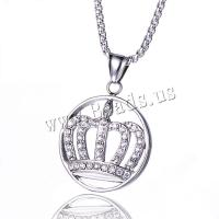Stainless Steel Pendants, Crown, for woman & with rhinestone, Sold By PC
