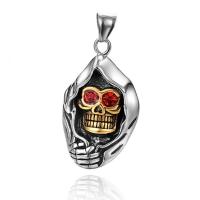 Stainless Steel Skull Pendants Halloween Jewelry Gift & for man & with rhinestone Sold By PC