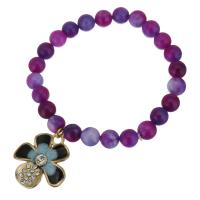 Stainless Steel Jewelry Bracelet, with Sugilite, charm bracelet & for woman & with rhinestone, purple, 26x27.5mm,8mm, Sold Per Approx 7 Inch Strand