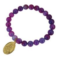 Bijoux bracelet en acier inoxydable, avec Sugilite (Sugilite), bracelet à breloques & pour femme, violet, 14x23mm,8mm, Vendu par Environ 7 pouce brin