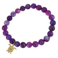 Bijoux bracelet en acier inoxydable, avec Sugilite (Sugilite), bracelet à breloques & pour femme, violet, 13.5x13mm,8mm, Vendu par Environ 7 pouce brin
