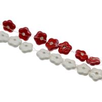 Porslin Smycken Pärlor, Blomma, fler färger för val, 14.5x6mm, Hål:Ca 2.2mm, Ca 1000PC/Bag, Säljs av Bag
