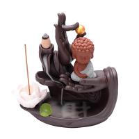 Backflow Incense Burner, Purple Clay, half handmade, for home and office & durable & different styles for choice, 160x185x90mm, Sold By PC