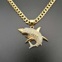 Stainless Steel Pendants with Crystal plated fashion jewelry & Unisex golden Sold By PC