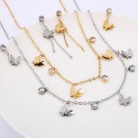 Rhinestone Stainless Steel Jewelry Set, earring & necklace, plated, 2 pieces & for woman & with rhinestone, more colors for choice, 50*10mm, Length:19.6 Inch, Sold By Set