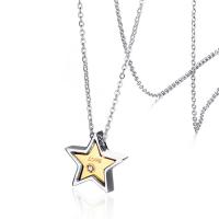 Collar de acero inoxidable de la joyería, Estrella, para mujer & con diamantes de imitación, más colores para la opción, Vendido por UD