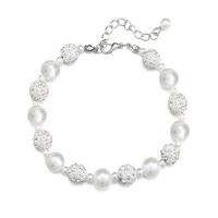 Tibetan Style Bracelet, with Plastic Pearl, with 60mm extender chain, silver color plated, Unisex & adjustable & with rhinestone, nickel, lead & cadmium free, Length:220 mm, Sold By PC