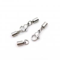 Stainless Steel Lobster Claw Clasp, polished, different size for choice & with end cap, original color, 100Sets/Lot, Sold By Lot