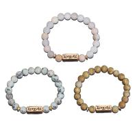 Natural Matte Gemstone Bracelets with Word "Forever" Pattern Zinc Alloy Charm handmade & Unisex  Sold Per Approx 7.88 Inch Strand
