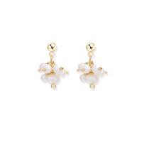 Freshwater Pearl Earrings Brass with Freshwater Pearl plated fashion jewelry & for woman golden nickel lead & cadmium free Sold By Pair