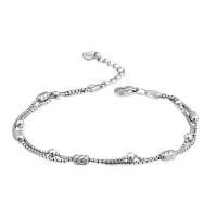 925 Sterling Silver Bangle Bracelet with 35mm extender chain polished Double Layer & for woman 0c3mm Length Approx 6.88 Inch Sold By Lot