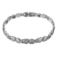 Bijoux bracelet en acier inoxydable, bijoux de mode & unisexe & avec strass, argent, 7mm, Vendu par Environ 8 pouce brin