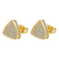 Brass Stud Earring gold color plated & micro pave cubic zirconia & for woman nickel lead & cadmium free Sold By Bag