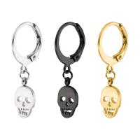Stainless Steel Huggie Hoop Drop Earring, Skull, plated, Korean style & for woman, more colors for choice, 10x27mm, 8PCs/Bag, Sold By Bag