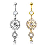 Stainless Steel Belly Ring, 316L Stainless Steel, with Tibetan Style, fashion jewelry & for woman & with rhinestone, more colors for choice, Sold By PC