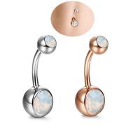 Rustfrit stål Belly Ring, 316L Stainless Steel, med opal, mode smykker & for kvinde, flere farver til valg, Solgt af PC