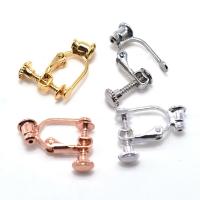 Brass Clip On Earring Finding, plated, durable & DIY, more colors for choice, nickel, lead & cadmium free, 12.50x17.80mm, 50PCs/Bag, Sold By Bag