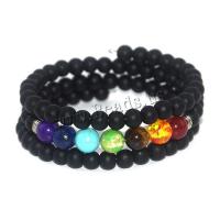 Natural Abrazine Stone & Black Lava & Mixed Gemstone Beads Bangle with Zinc Alloy Finding plated fashion jewelry & Unisex Sold By Strand