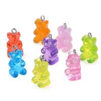 Resin Pendant Bear plated DIY mixed colors 17*11mm Sold By Bag
