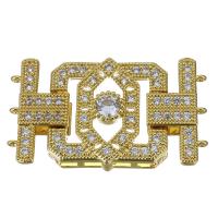 Brass Fold Over Clasp, gold color plated, micro pave cubic zirconia, 42x25x7mm, Hole:Approx 1mm, 5PCs/Lot, Sold By Lot