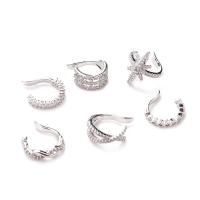 Brass Earring Cuff, silver color plated, different styles for choice & micro pave cubic zirconia & for woman, nickel, lead & cadmium free, 10mm, 5PCs/Bag, Sold By Bag
