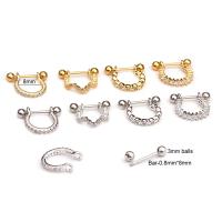 Brass Piercing Earring stainless steel post pin plated & micro pave cubic zirconia & for woman nickel lead & cadmium free 8mm Sold By Bag