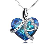 Crystal Zinc Alloy Necklace with Crystal Heart plated with letter pattern & for woman & with rhinestone Length Approx 20 Inch Sold By Lot