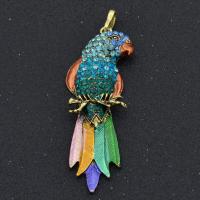 Tibetan Style Animal Pendants, Parrot, plated, DIY & with rhinestone, more colors for choice, 26.80x100.50mm, 5PCs/Lot, Sold By Lot